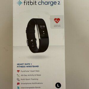 FITBIT charge 2 NEW in BOX Mens Womens L Black Watch Fitness Tracker